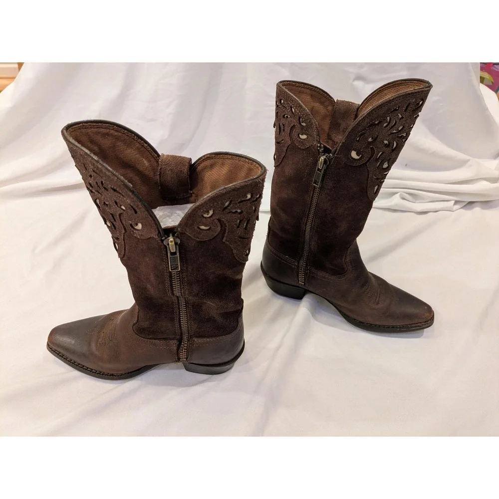 Ariat Boots Kids Size 11 Brown Leather Western Zip Cowboy Style 10010913